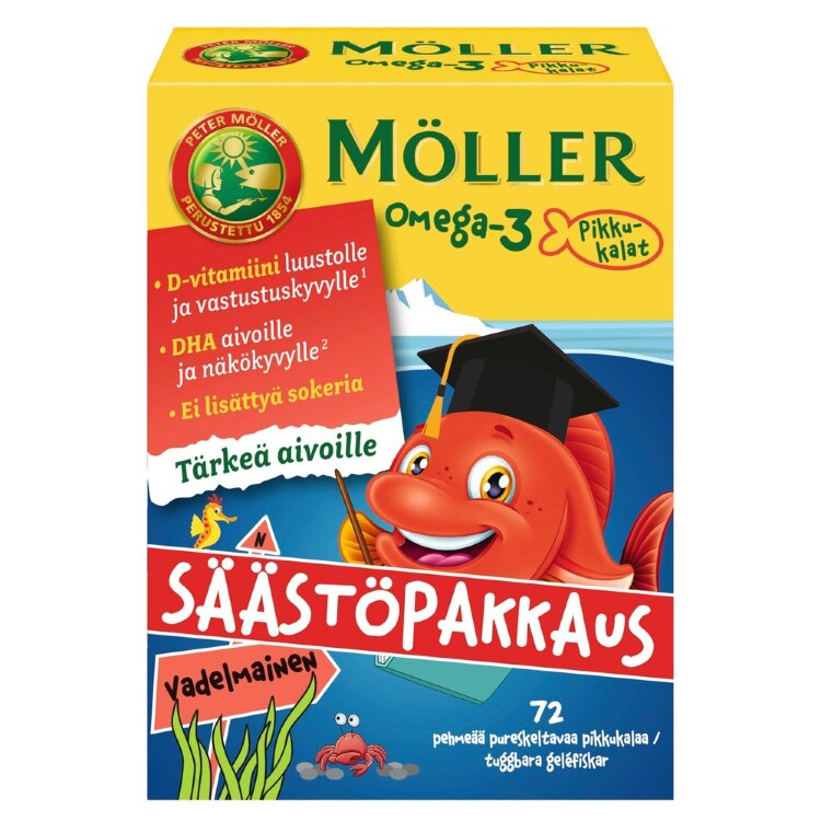 Möller Omega-3 Little Fish Savings Pack Raspberry Soft Chewable 72pcs