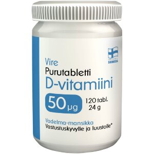 Vire D3 Vitamin Supplement Raspberry And Strawberry Flavored Chewable Tablet 120 Tablets / 24 g