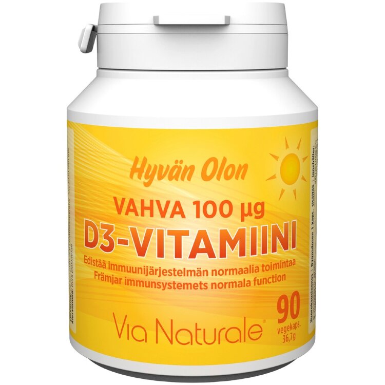 Hyvän Olon Strong D3 Vitamin 100 µg 90 Veg Capsules Via Naturale