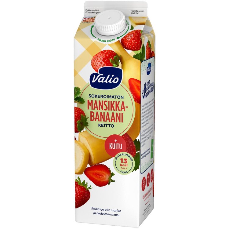Valio Strawberry-Banana Soup + Fiber 1 kg Unsweetened