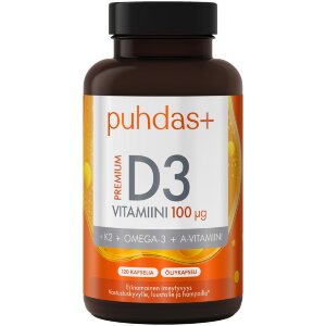 Puhdas+ Premium D3 Vitamin 100 µg + K2 + Omega-3 + A Vitamin 120 Caps