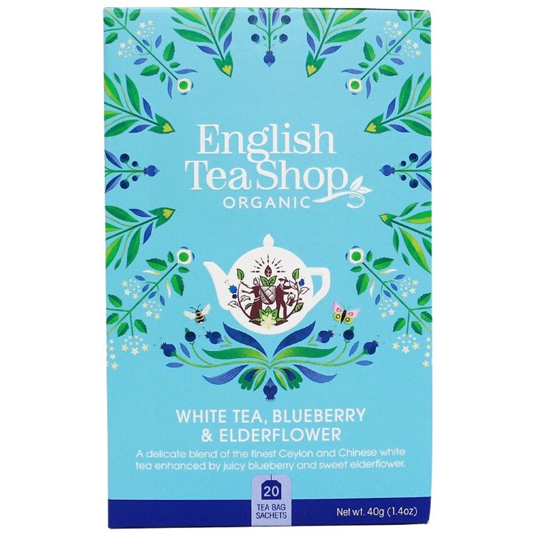 English Tea Shop Organic White Tea White Tea, Blueberry & Elderflower 20 Bags 40g