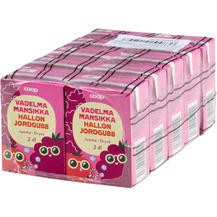 10 x Coop Raspberry-Strawberry Drink 2dl
