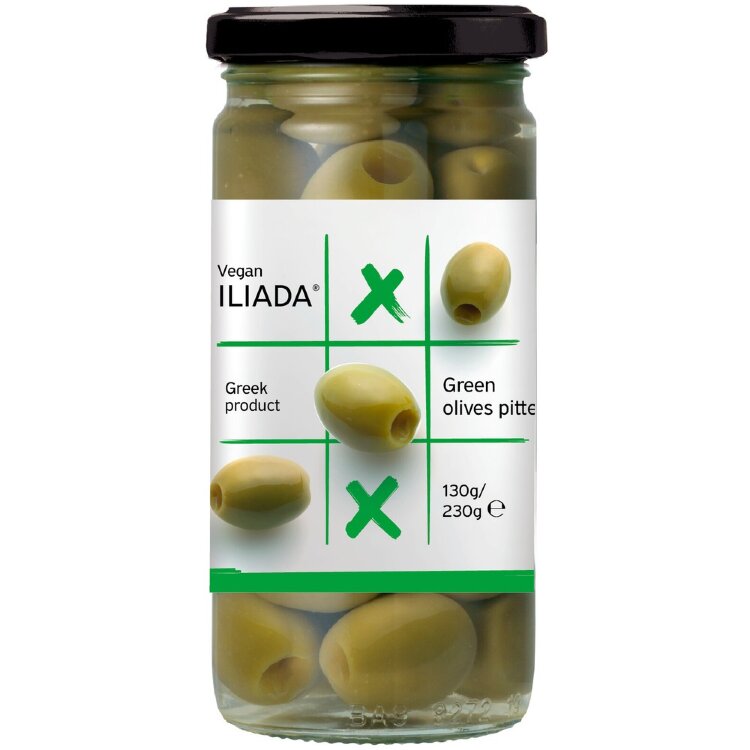 Iliada Pitted Green Olives Tic Tac Toe 230g