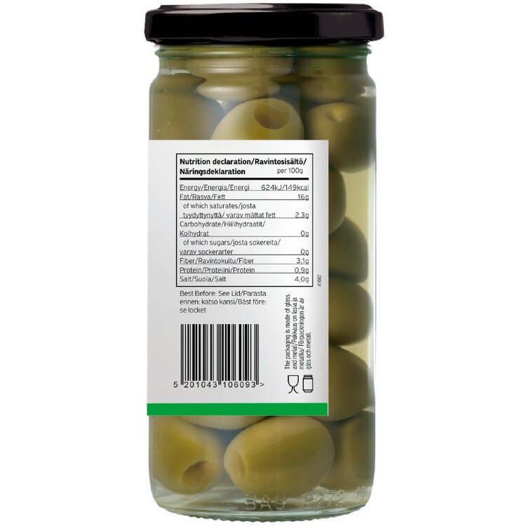 Iliada Pitted Green Olives Tic Tac Toe 230g