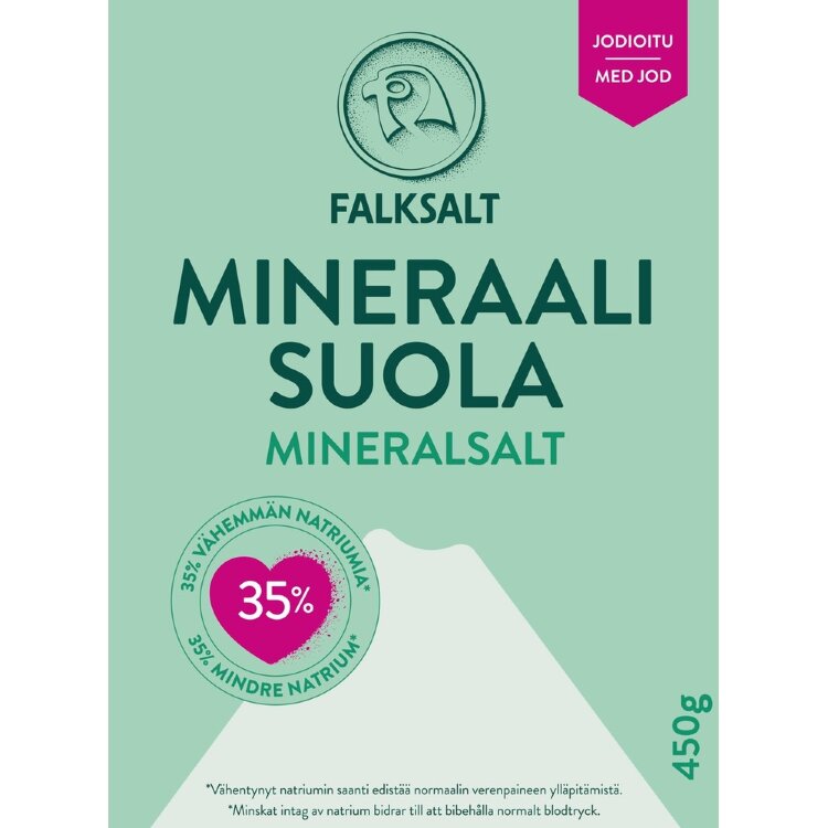 Falksalt Mineral Salt Fine, Iodized 450g