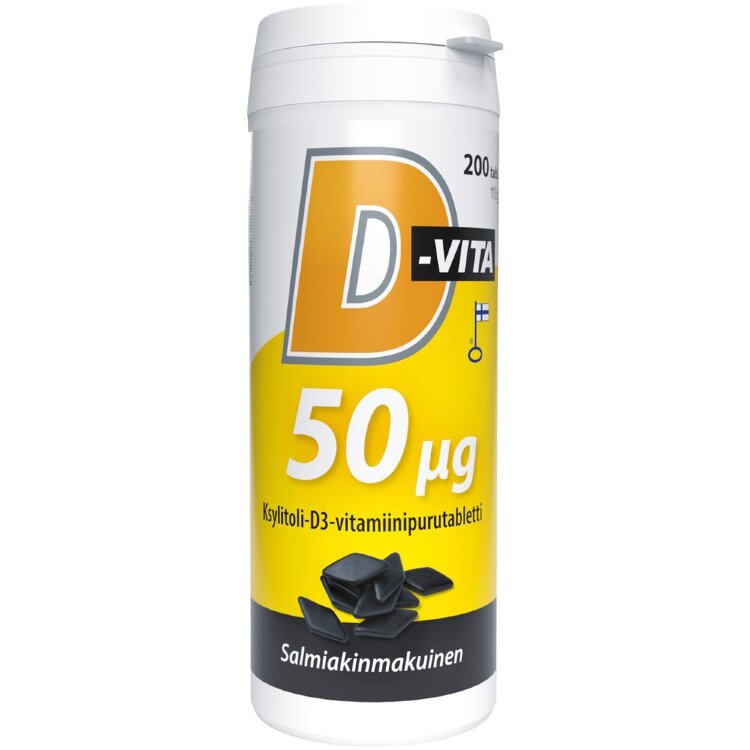 D-Vita 50 ug Salmiak Flavor Xylitol-D3 Vitamin Chewable Tablet