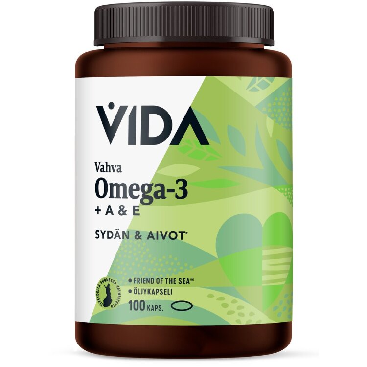 Vida Fish Oil Preparation Strong Omega-3 + Vitamins A and E, 100 caps / 72 g