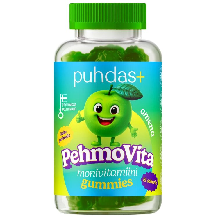 Puhdas+ PehmoVita Apple Multivitamin Gummies 75 pcs