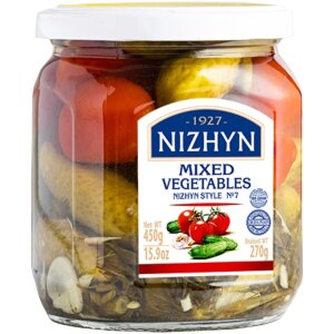 Nizhyn Marinated Cucumbers and Tomatoes 450 g / 270 g