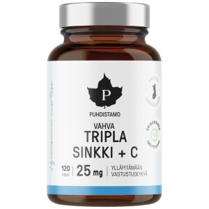 Puhdistamo Tripla Zinc + C 25 mg 120 Capsules