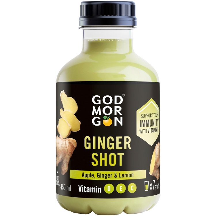 God Morgon Apple-Ginger-Lemon Juice Shot + Vitamins D, E, and C 450 ml