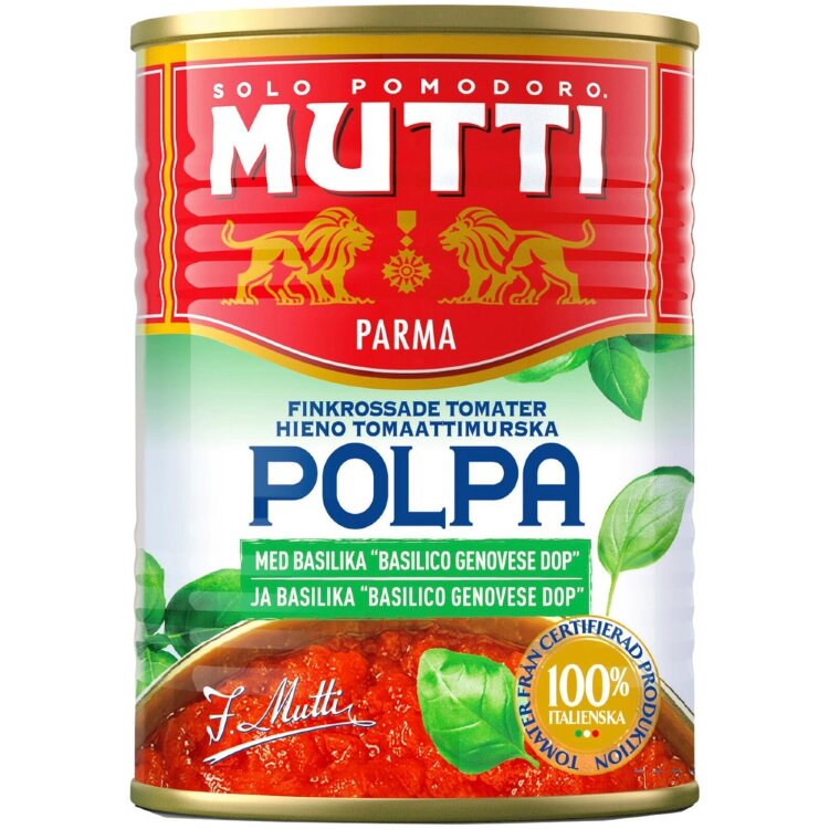 Mutti Polpa Basil Fine Tomato Crush 400g