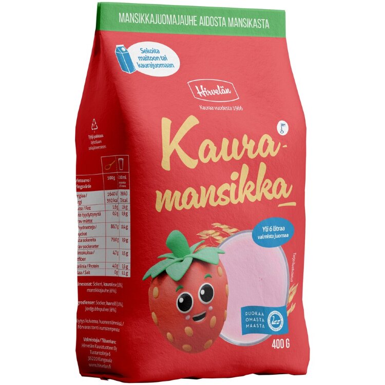 Hirvelä Oat Strawberry 400 g