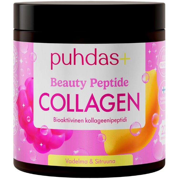 Puhdas+ Beauty Peptide Collagen Powder Raspberry-Lemon 80 g