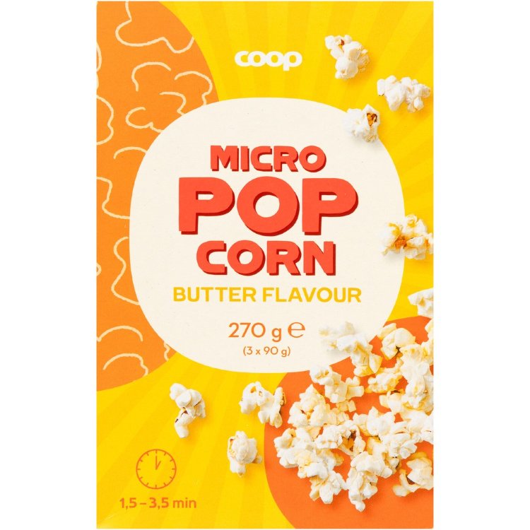 Coop Butter Flavored Microwave Popcorn 3-Pack 270 g