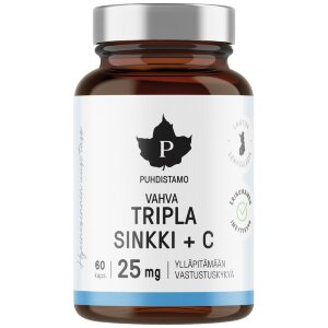 Puhdistamo Tripla Zinc + C 25 mg 60 Capsules