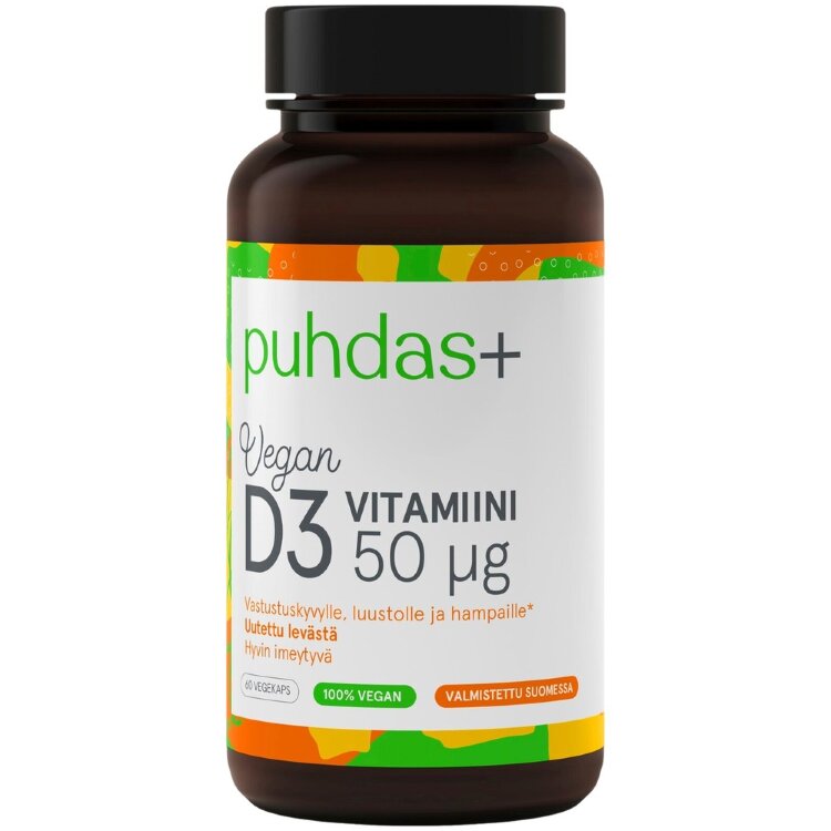 Puhdas+ Plant-Based D3 Vitamin 50µg 17g/60caps