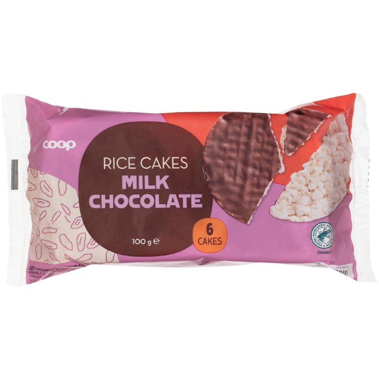 Coop Rice Cakes Milk Chocolate Gluten-Free 100 g