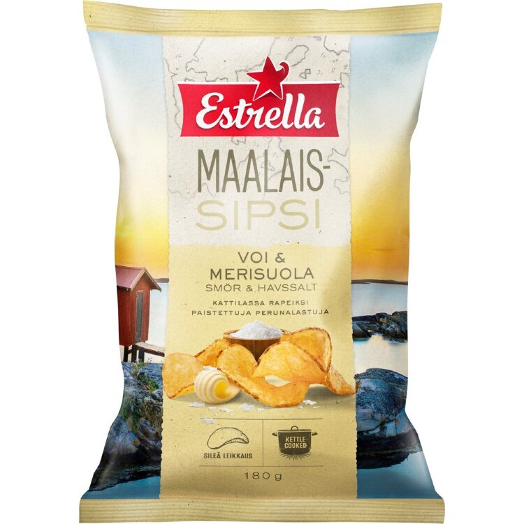 Estrella Country Style Chips Butter & Sea Salt 180g