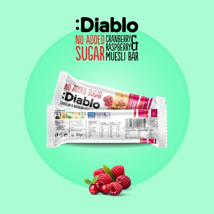 Diablo Cranberry-Raspberry Muesli Bar 30 g
