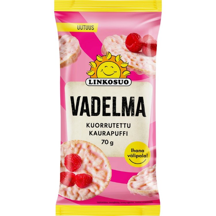 Linkosuo coated oat puff raspberry 70g