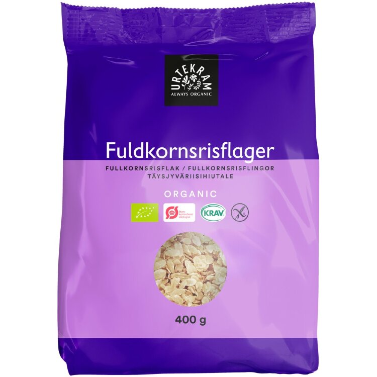URTEKRAM Organic Whole Grain Rice Flakes Gluten-Free 400g