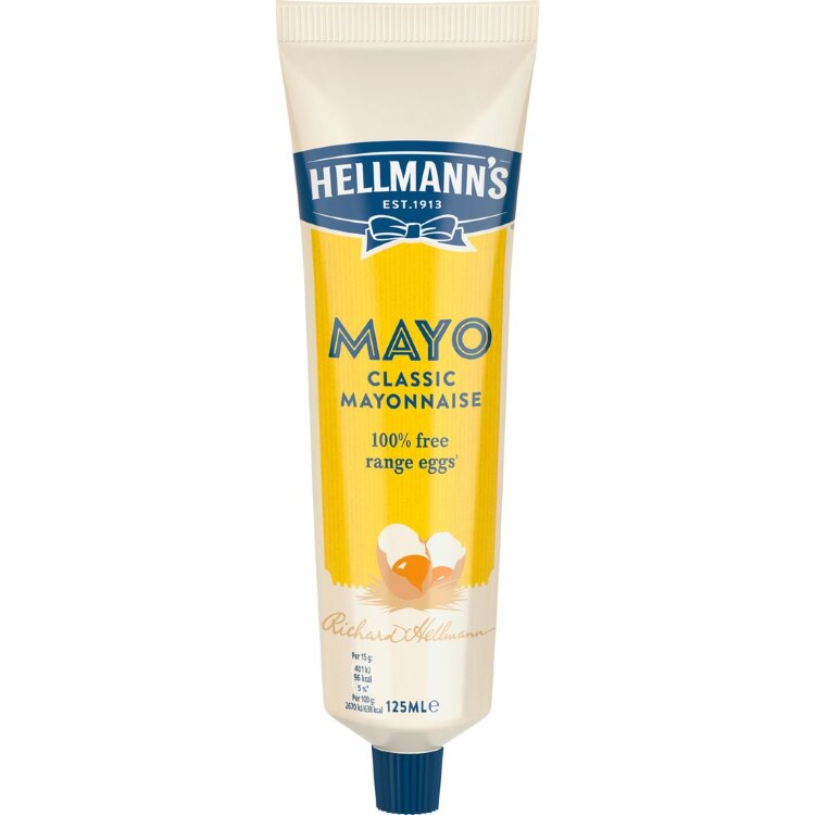 Hellmann's Classic Mayonnaise Made From The Yolks Of Free-Range And Outdoor Hens' Eggs 125 ML