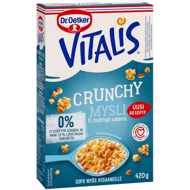 Dr. Oetker Vitalis Crunchy No Added Sugar Whole Grain Muesli 420 g