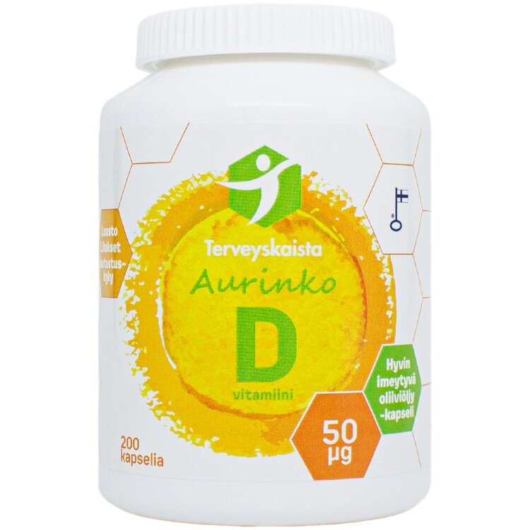 Terveyskaista Sun D 50 µg 200 Caps Extra Virgin Olive Oil