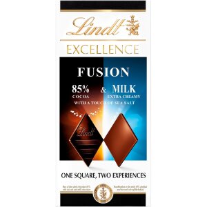 Lindt EXCELLENCE Combination Of Fine Dark 85% Chocolate And Sea Salt (50%) And Milk Chocolate (50%) 100g