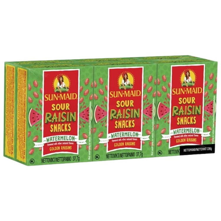 Sun-Maid Tart Watermelon-Flavored Raisins 6-Pack Small Box 6x37.7g