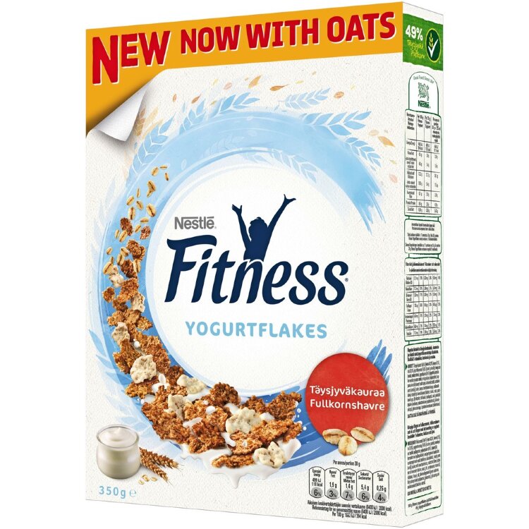 Nestlé Fitness 350g Yogurt flakes from whole wheat, oats and rice and yogurt coated flakes