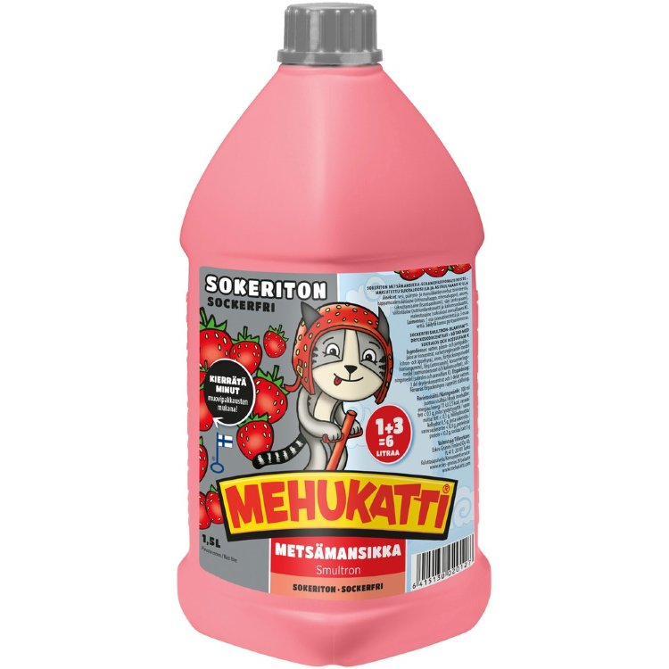 Mehukatti Sugar-Free Forest Strawberry Juice Concentrate 1+3 1.5 L