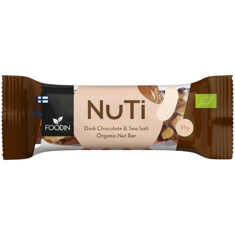 Foodin NUTI, Dark Chocolate & Sea Salt, Organic 35g