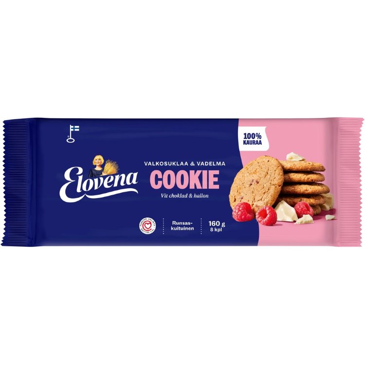 Elovena 160g White Chocolate & Raspberry Cookie