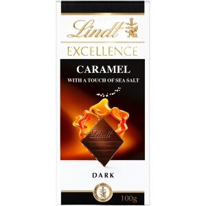 Lindt Excellence Caramel and Sea Salt Dark Chocolate Bar 100g