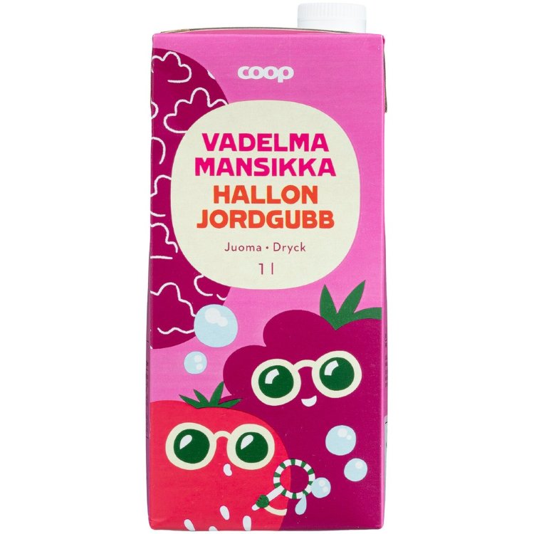 Coop Raspberry-Strawberry Drink 1l