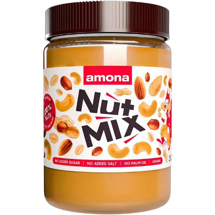 Amona Nut Mix Paste 100% - Peanut, Almond and Cashew Nut 350g
