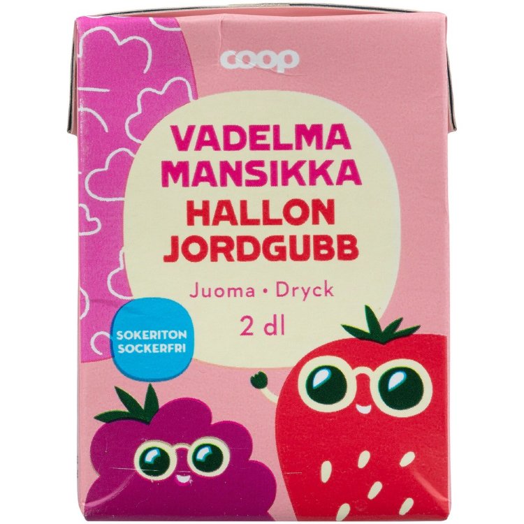 Coop Sugar-Free Raspberry-Strawberry Drink 2dl