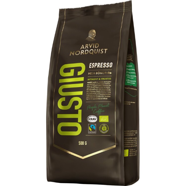 Arvid Nordquist Espresso 500g Giusto Beans Organic, Fairtrade