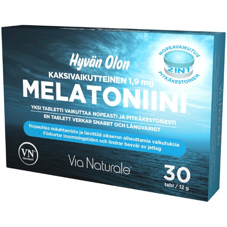 Hyvän Olon Dual-Action Melatonin 1.9 mg 30 tablets Via Naturale