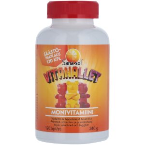 Sana-sol Vitanallet Multivitamin Raspberry-, Orange- And Blueberry-Flavored 120pcs/240g