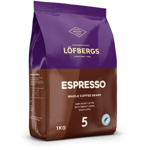 Löfbergs Espresso 1000 g Bean Coffee Rainforest Alliance