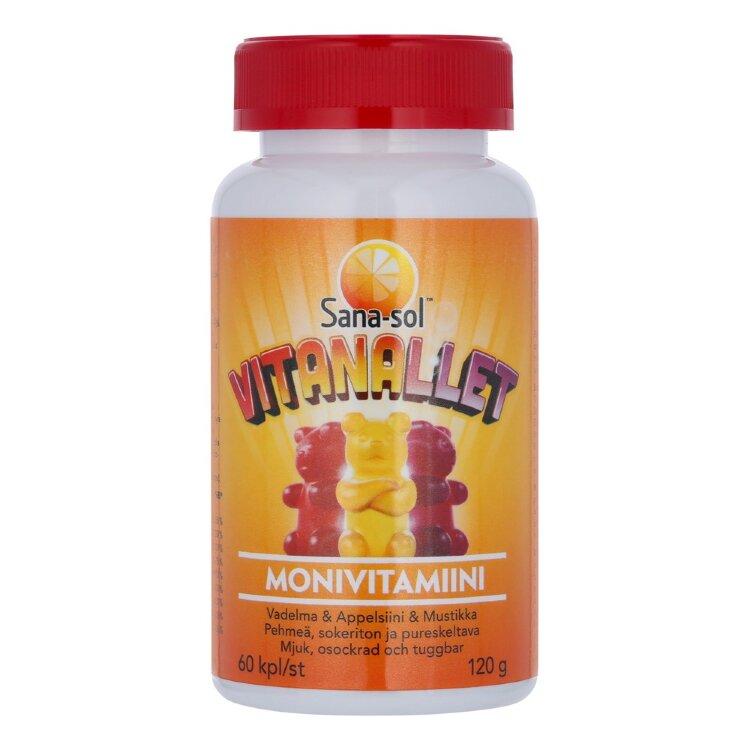 Sana-sol Vitanallet Multivitamin Raspberry & Orange & Blueberry 60 pcs
