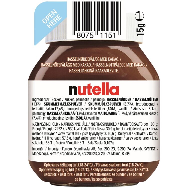 Nutella Hazelnut Cocoa Spread 15g