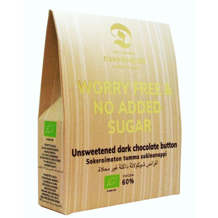 Dammenberg Organic Unsweetened Dark Chocolate Button 90g