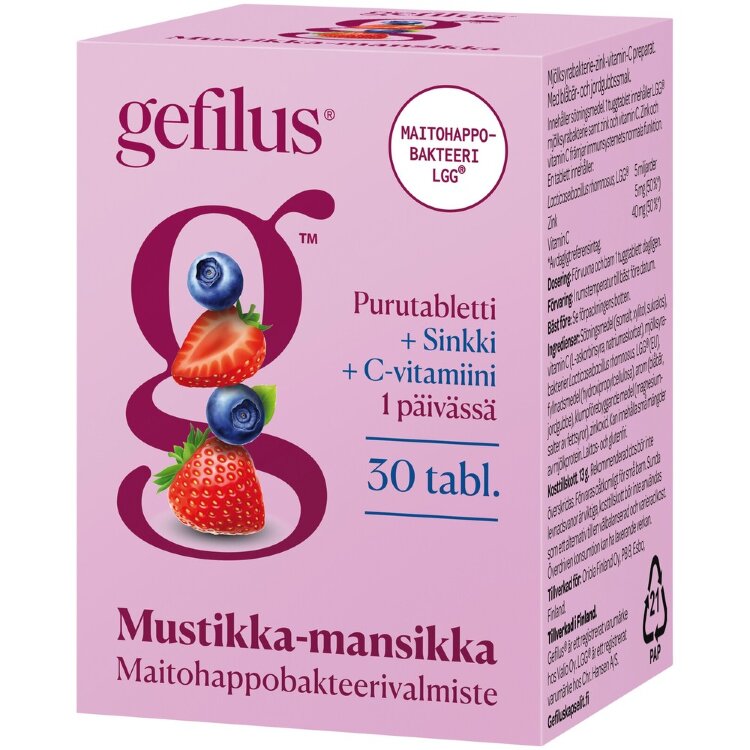 Gefilus Blueberry-Strawberry C+Zinc Lactic Acid Bacteria Vitamin Supplement Chewable Tablet 30Tabs Dietary Supplement
