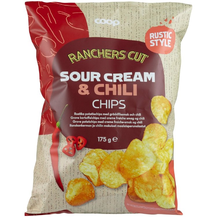 Coop Country Style Potato Chips Sour Cream & Chili 175 g