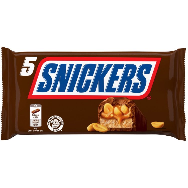 Snickers Chocolate Bar Multi Pack 5x50g